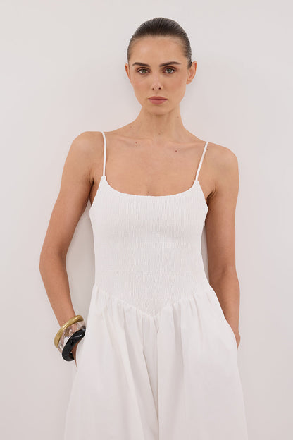 MILANO WHITE COTTON MIDI DRESS
