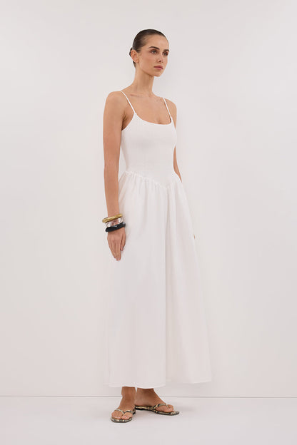 MILANO WHITE COTTON MIDI DRESS