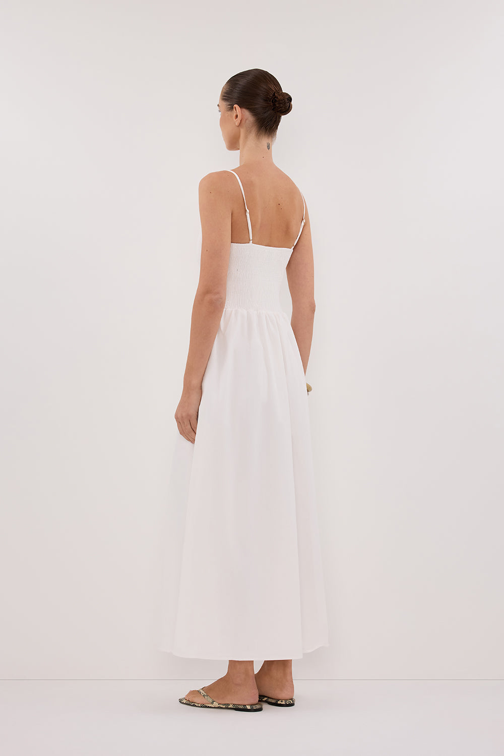 MILANO WHITE COTTON MIDI DRESS