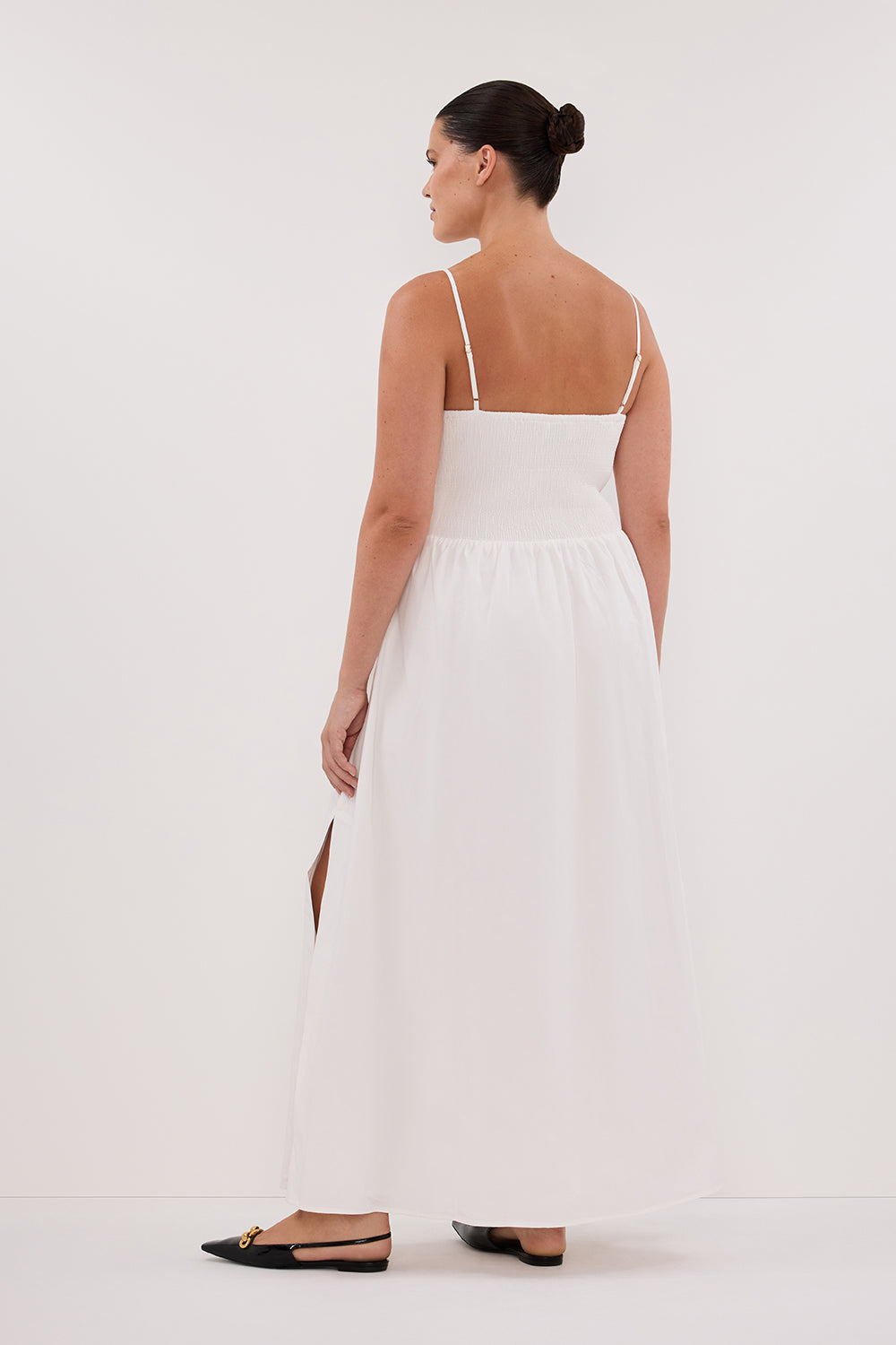 MILANO WHITE COTTON MIDI DRESS