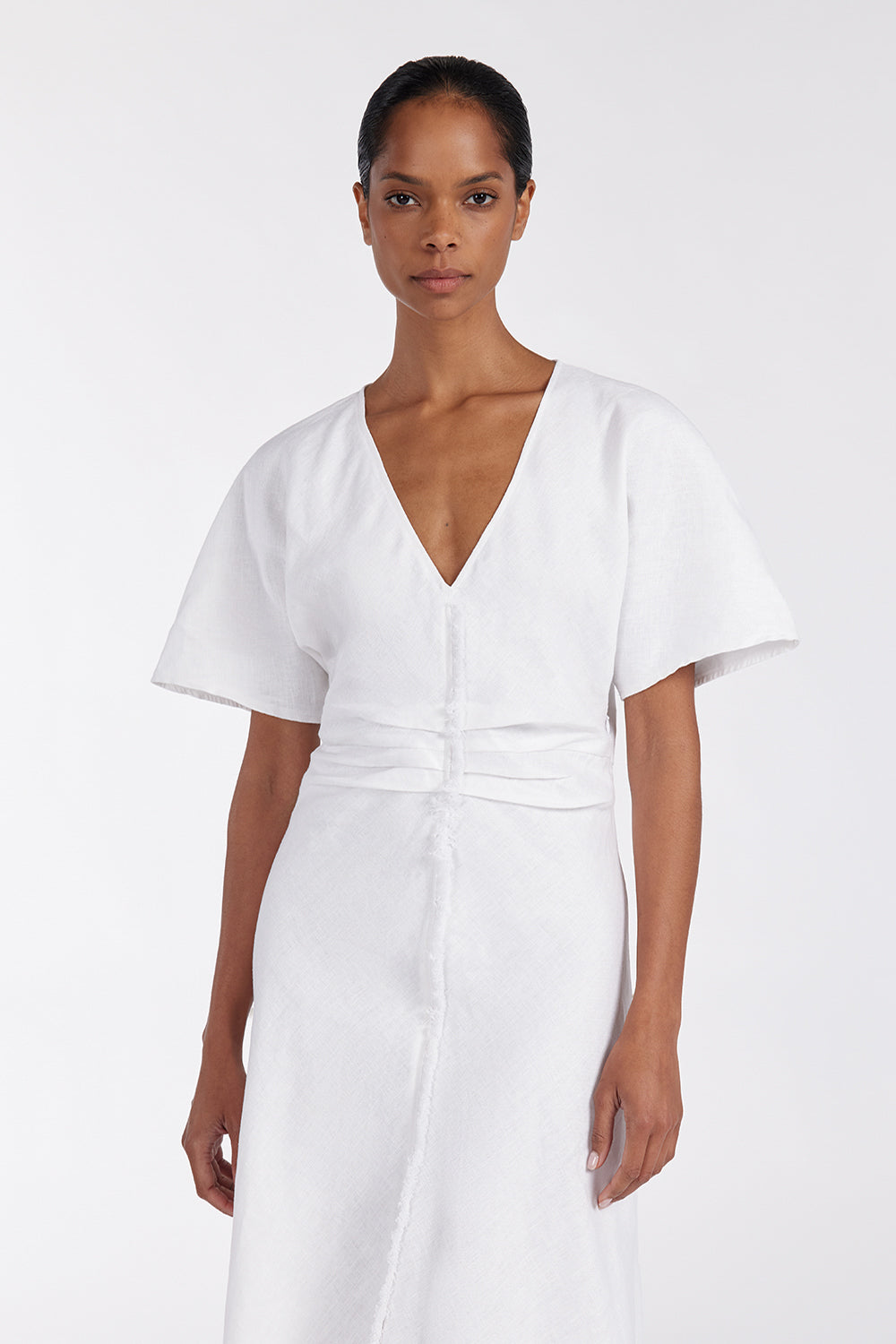 ZAHARA WHITE FRINGING MIDI DRESS