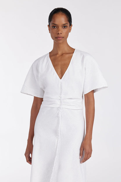 ZAHARA WHITE FRINGING MIDI DRESS