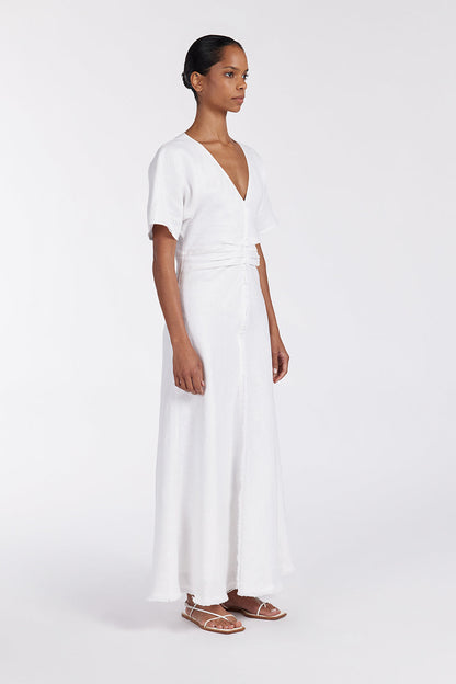 ZAHARA WHITE FRINGING MIDI DRESS
