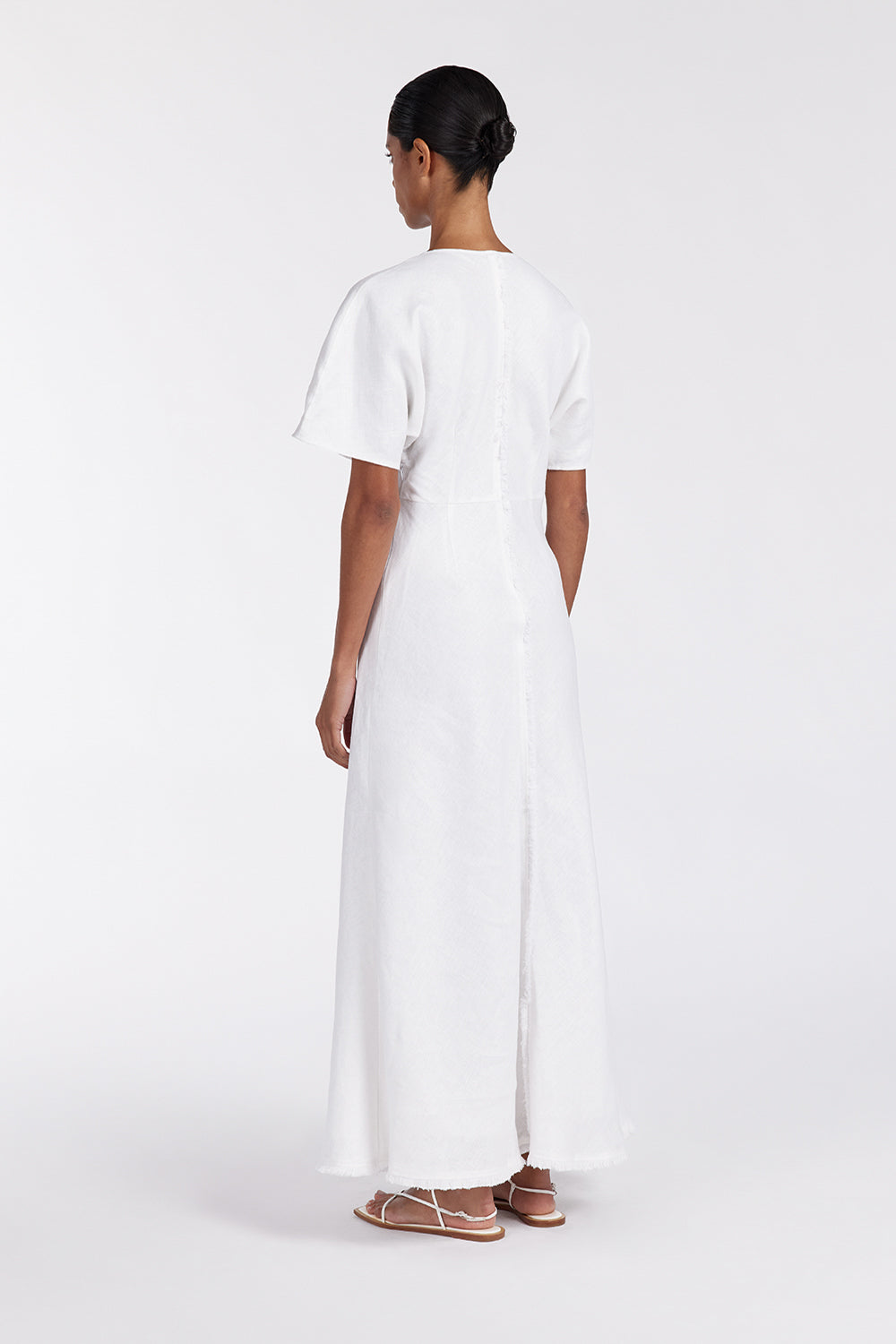 ZAHARA WHITE FRINGING MIDI DRESS