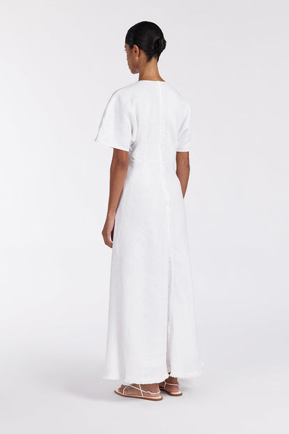 ZAHARA WHITE FRINGING MIDI DRESS