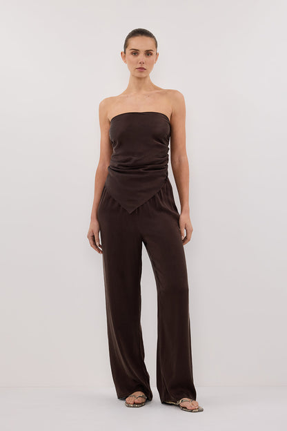 PERCY BITTER CHOC SILK SCARF TOP