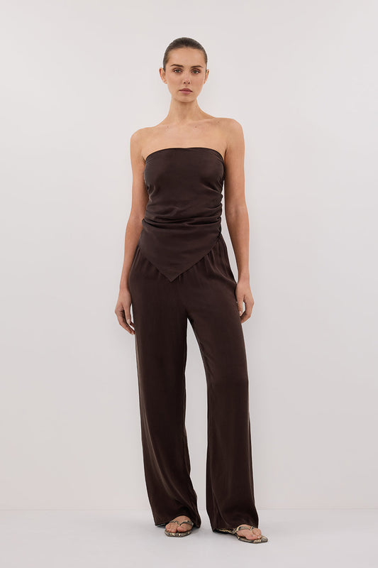 PERCY BITTER CHOC SILK SCARF TOP