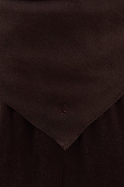 PERCY BITTER CHOC SILK SCARF TOP