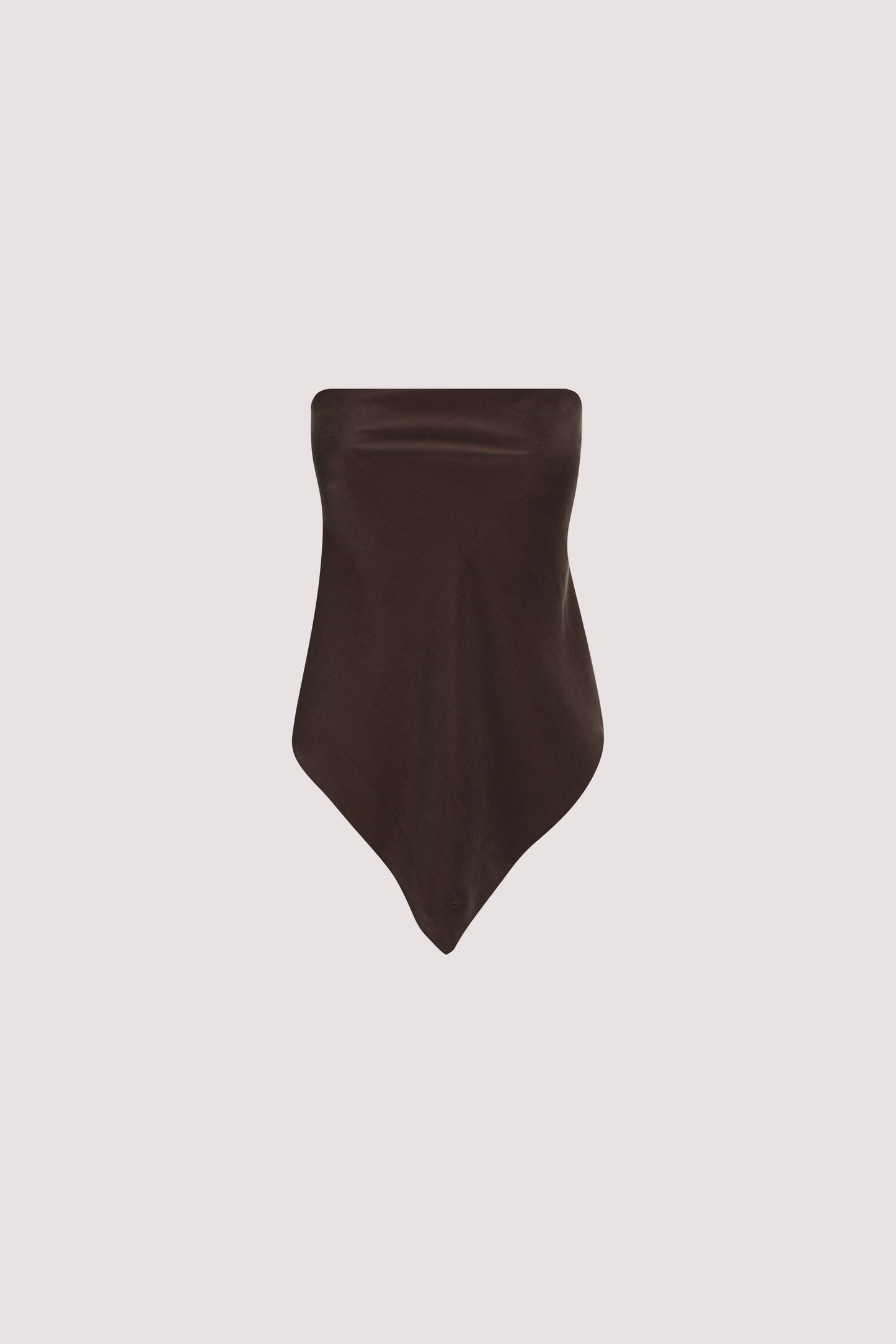 PERCY BITTER CHOC SILK SCARF TOP