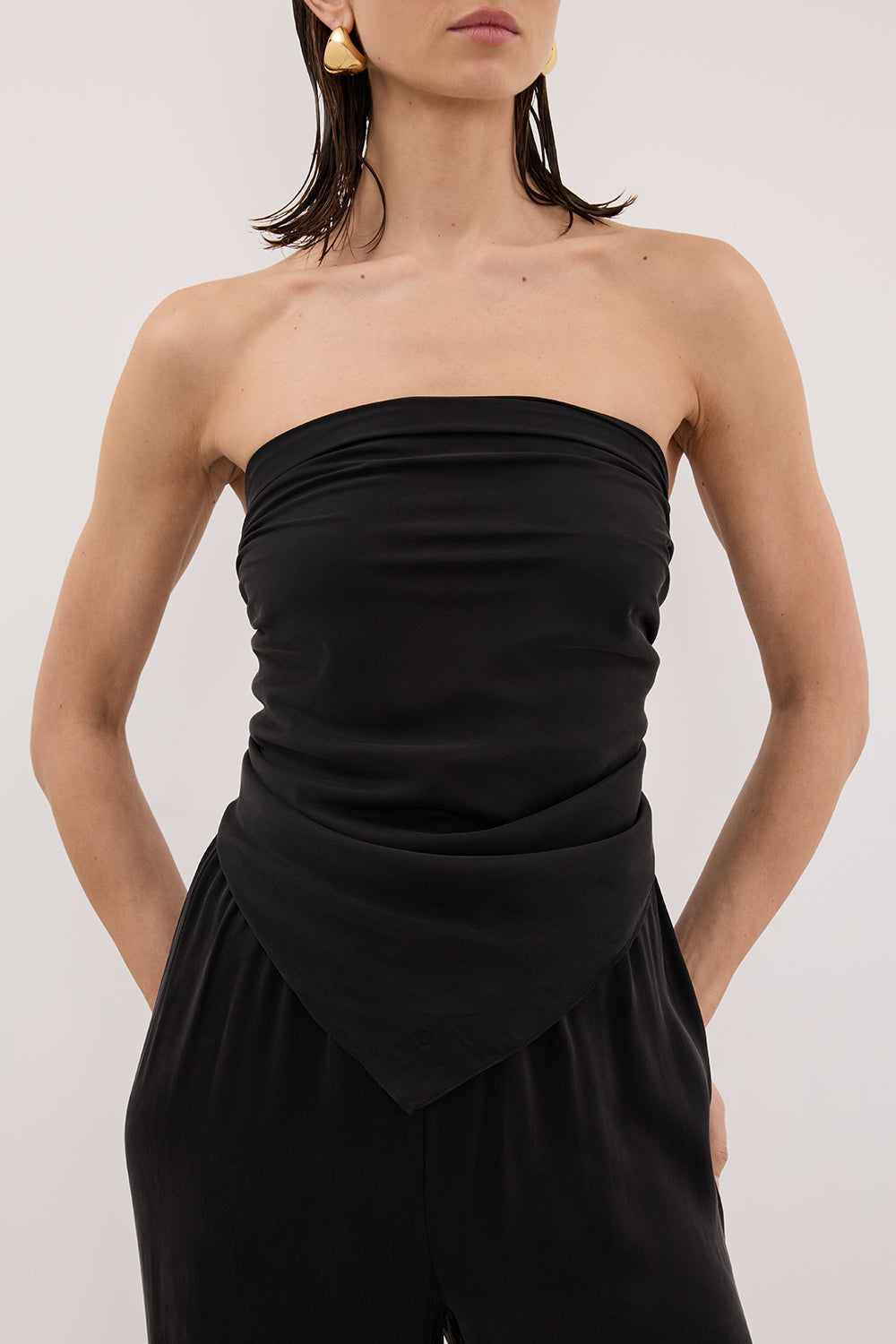 PERCY BLACK SILK SCARF TOP