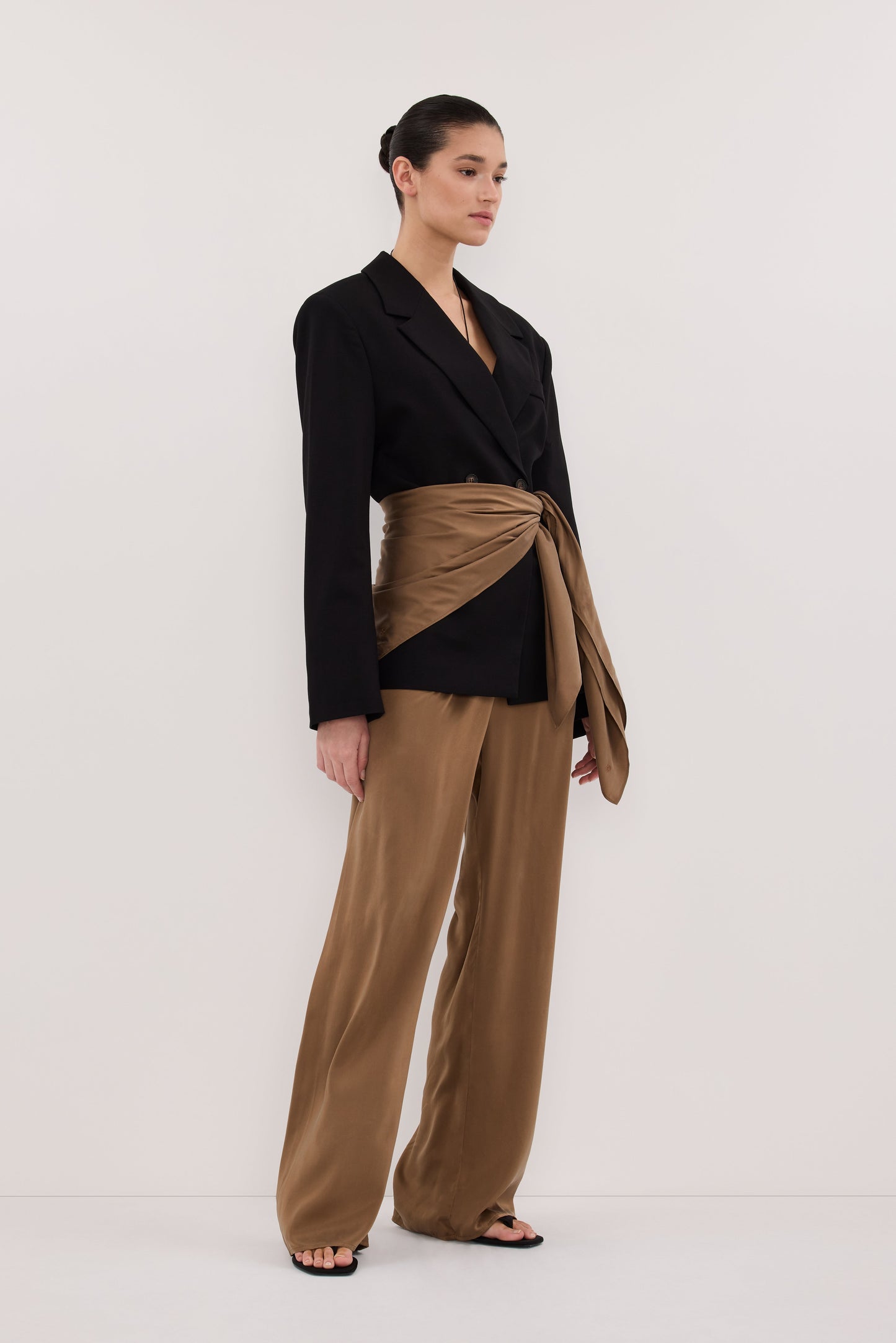 PERCY CHESTNUT SILK SCARF TOP