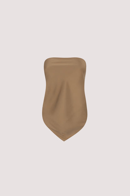 PERCY CHESTNUT SILK SCARF TOP