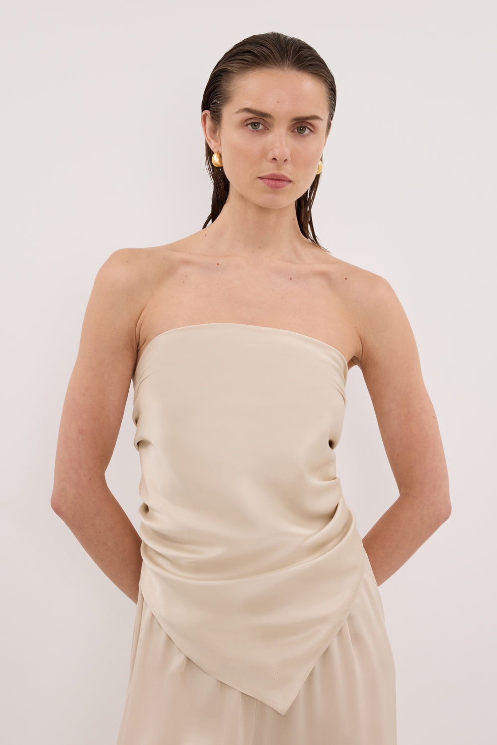 PERCY SANDSTONE SILK SCARF TOP