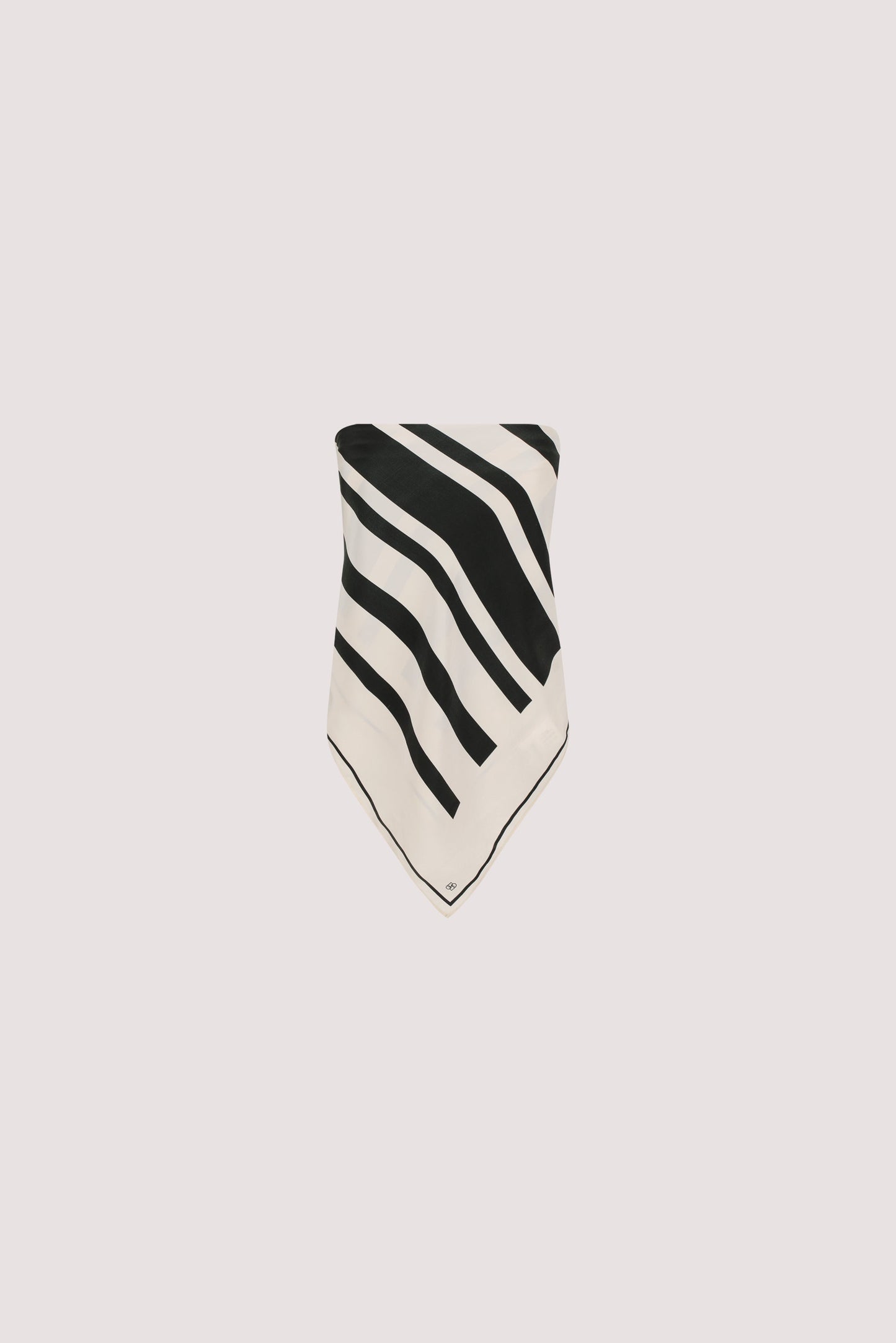 RAE BLACK STRIPE SILK SCARF TOP