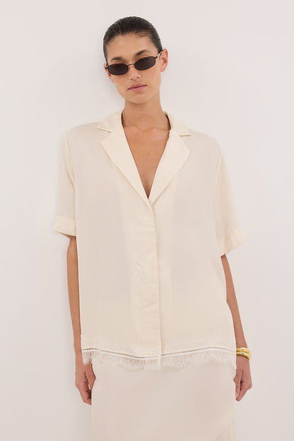 ANDREA SANDSTONE CUPRO LACE SHIRT
