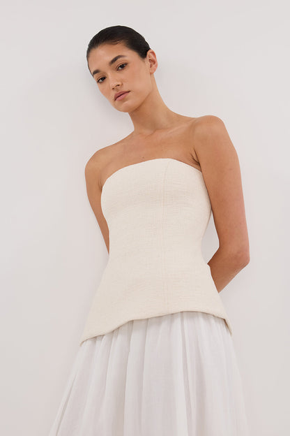 NIA NATURAL STRAPLESS TOP