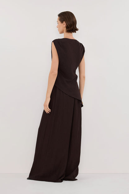 SHYLA BITTER CHOC ASYMMETRICAL TOP