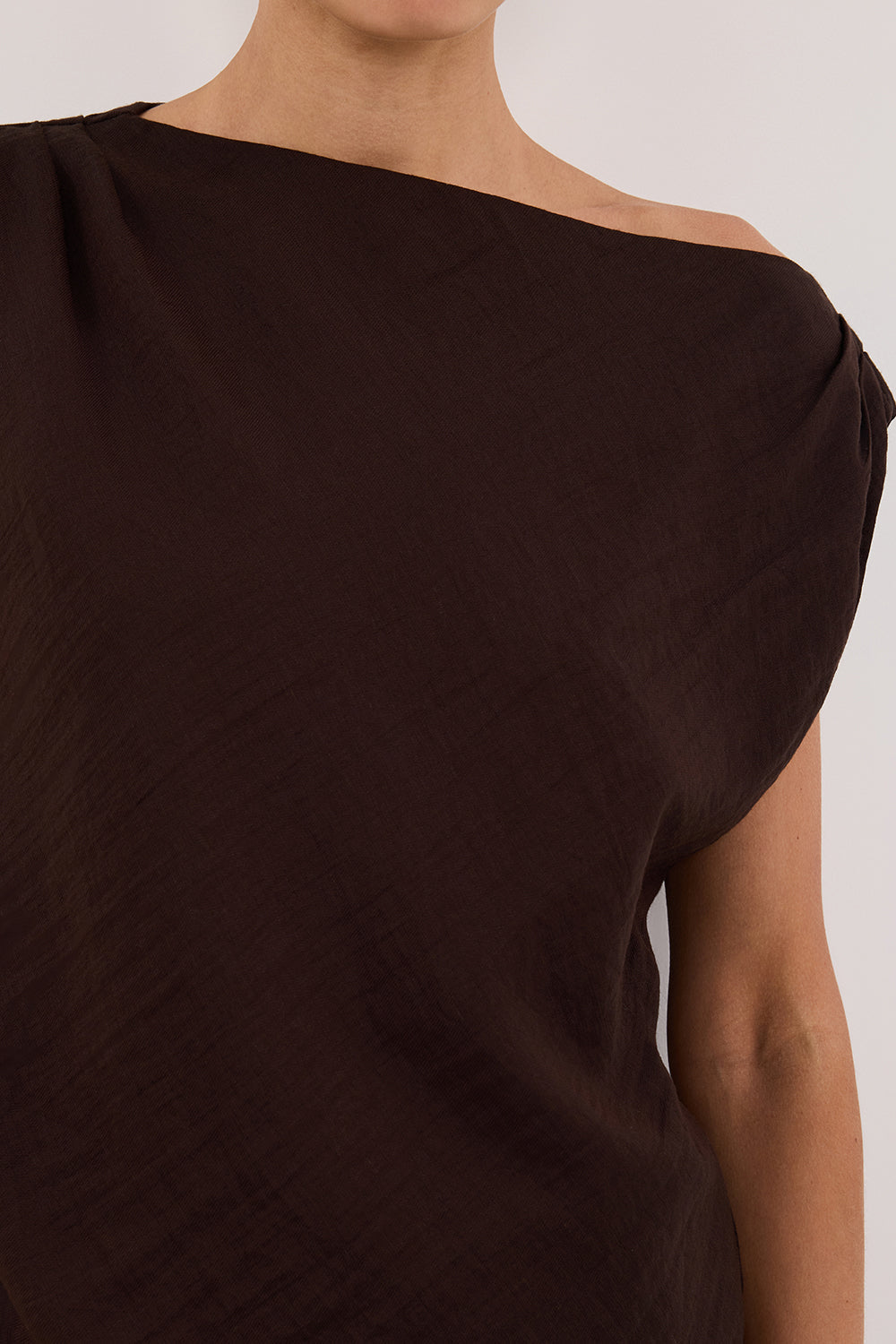 SHYLA BITTER CHOC ASYMMETRICAL TOP