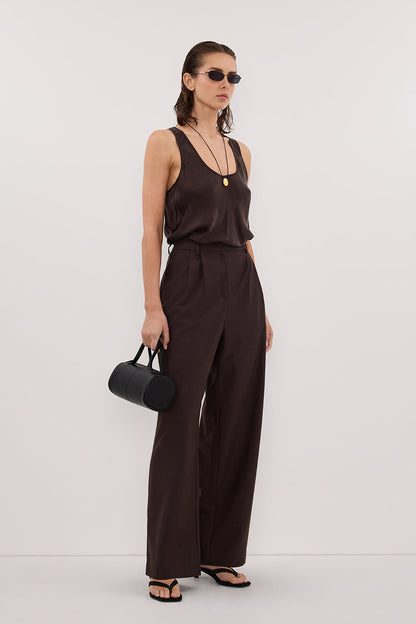 COLETTE BITTER CHOC SILK CAMI TOP