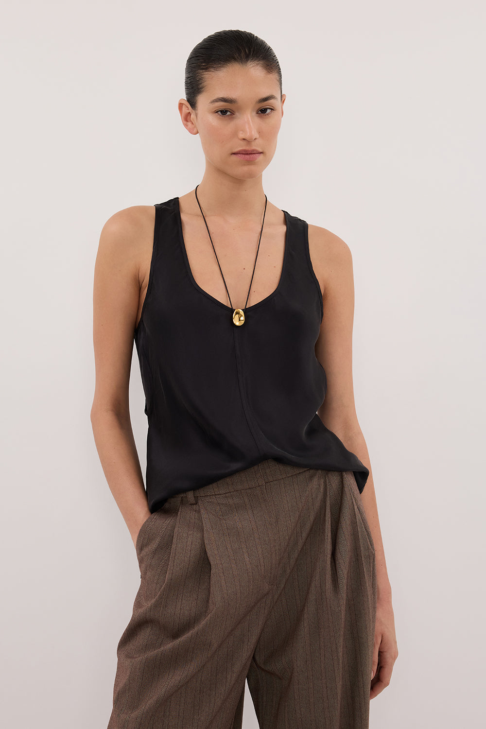 COLETTE BLACK SILK CAMI TOP