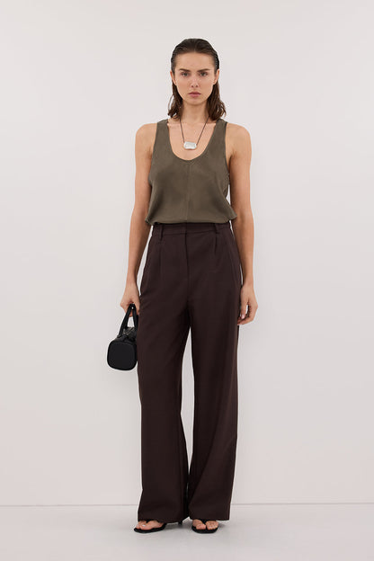 COLETTE OLIVE SILK CAMI TOP