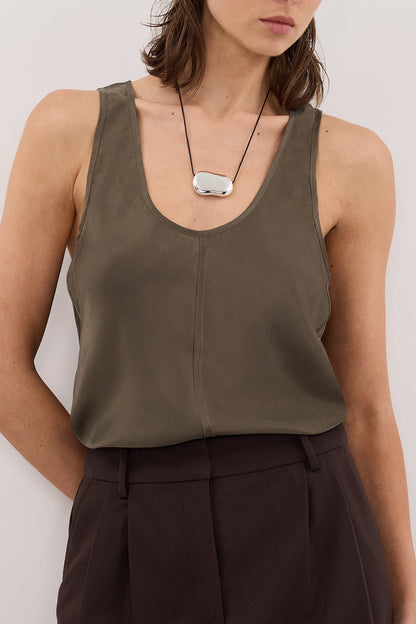 COLETTE OLIVE SILK CAMI TOP