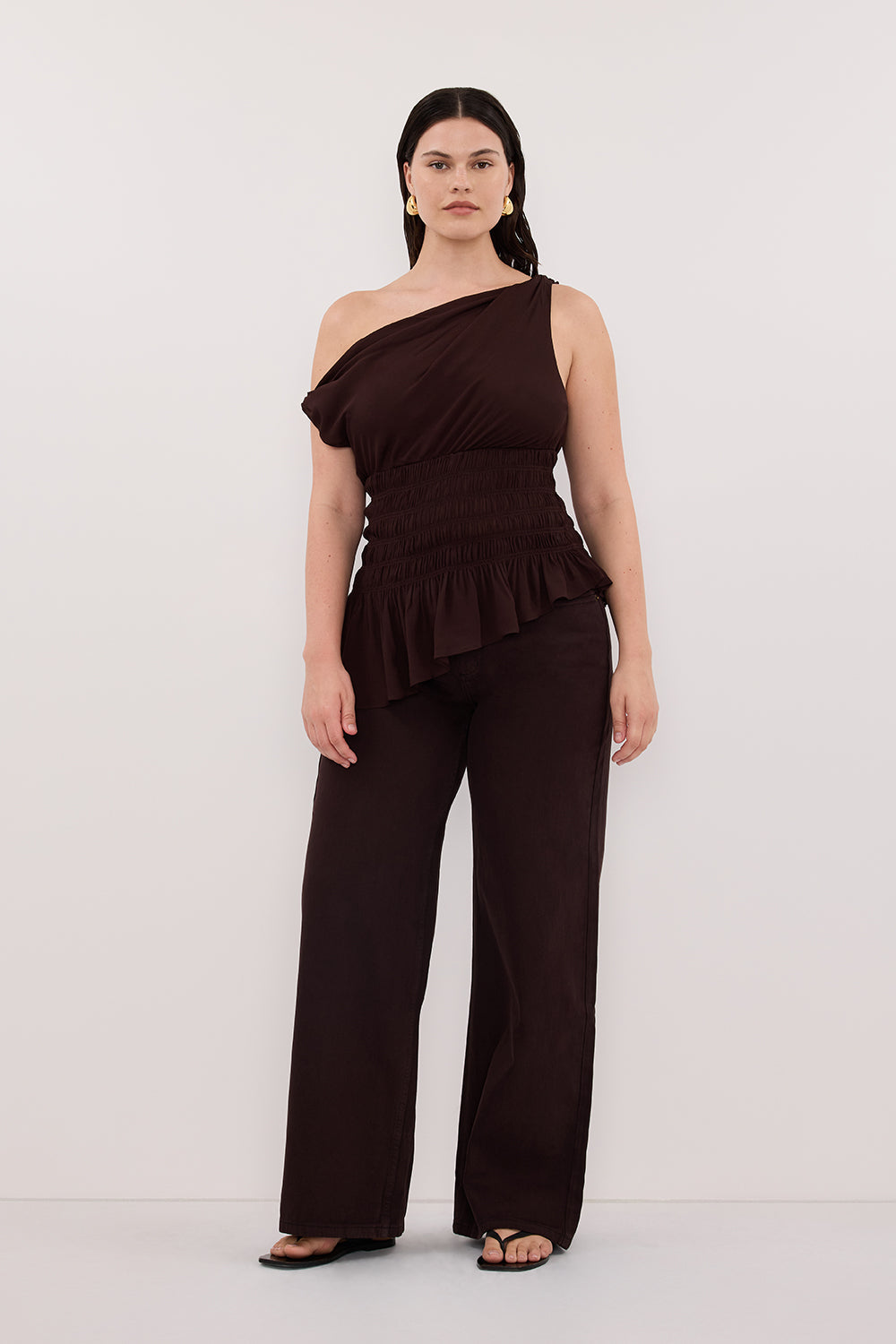 TIANA DARK CHOC ASYM TOP