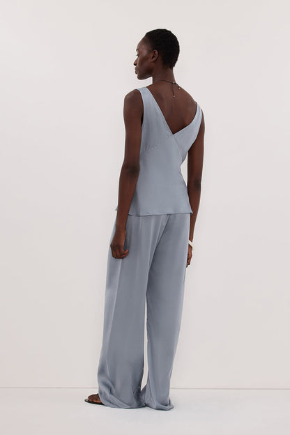 JORJA DUSTY BLUE SLEEVELESS SILK TOP