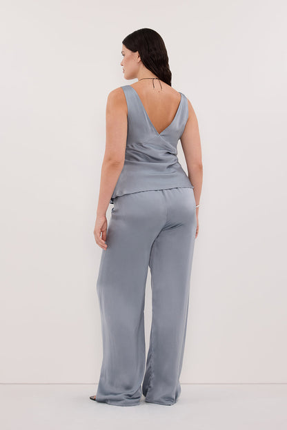 JORJA DUSTY BLUE SLEEVELESS SILK TOP