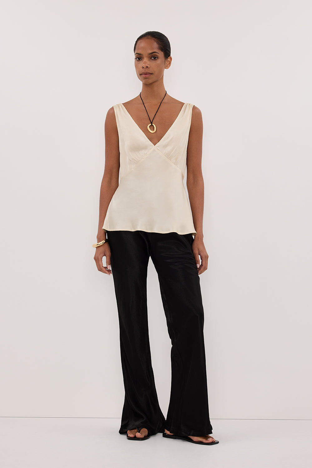 JORJA STRAW SLEEVELESS SILK TOP