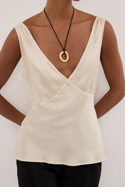 JORJA STRAW SLEEVELESS SILK TOP