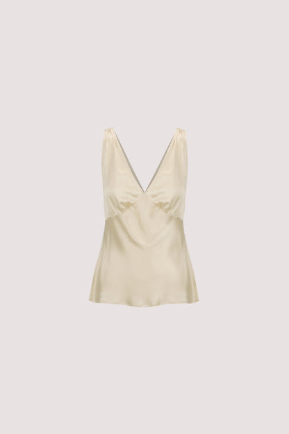 JORJA STRAW SLEEVELESS SILK TOP