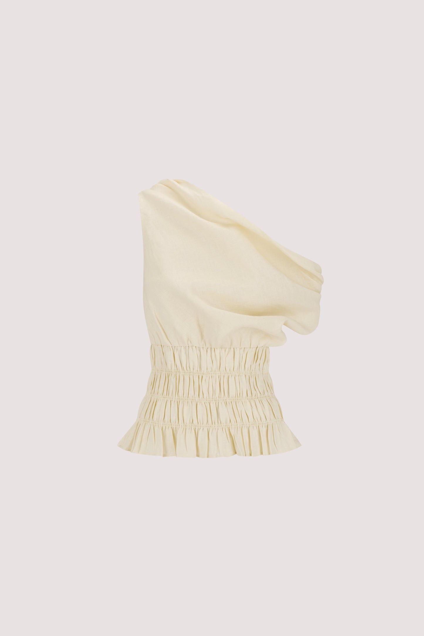 MAIA STRAW SLEEVELESS LINEN SHIRRED TOP