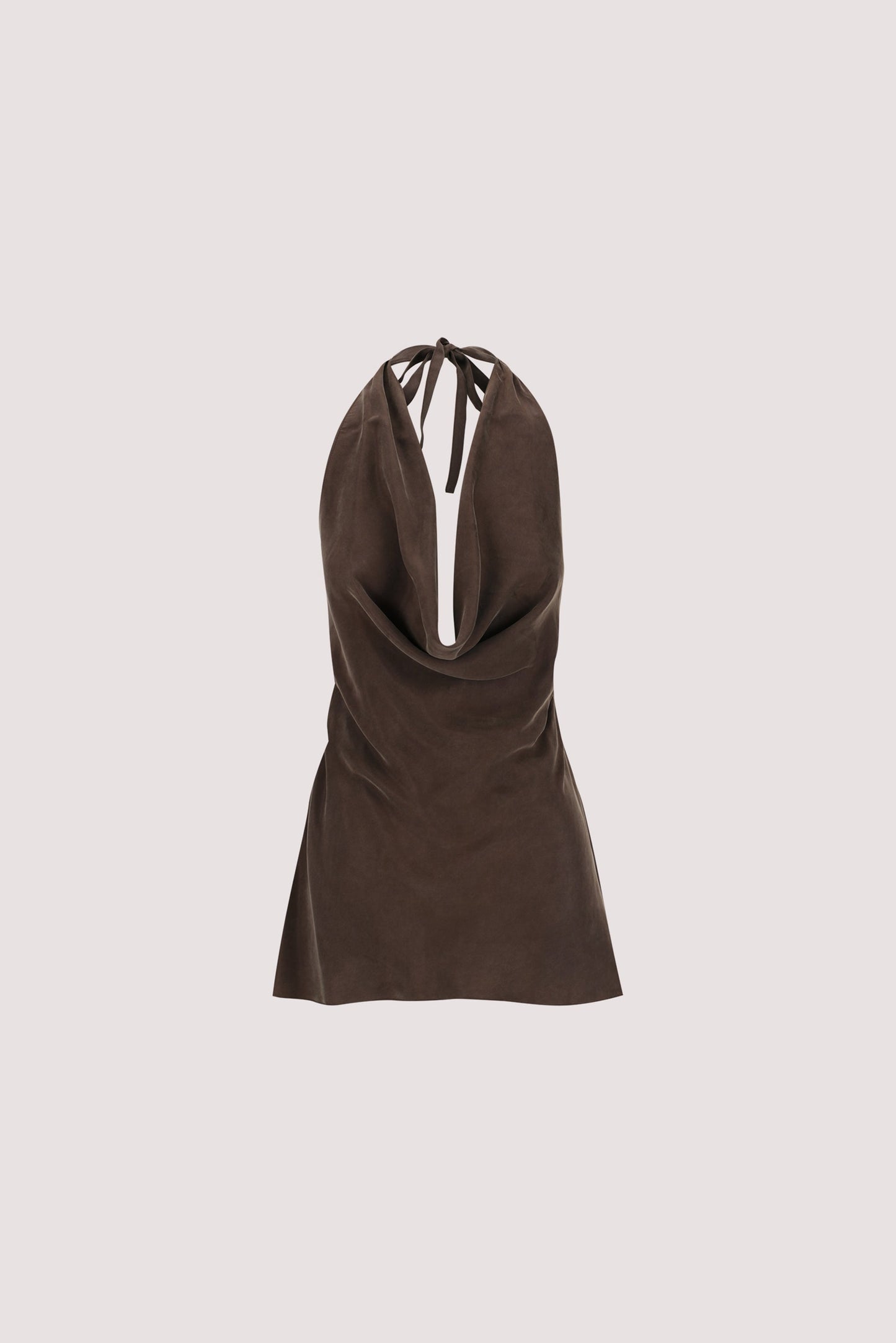CARLENE BITTER CHOC SLEEVELESS CUPRO COWL TOP
