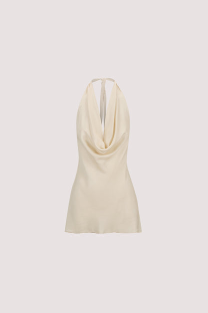 CARLENE STRAW SLEEVELESS CUPRO COWL TOP