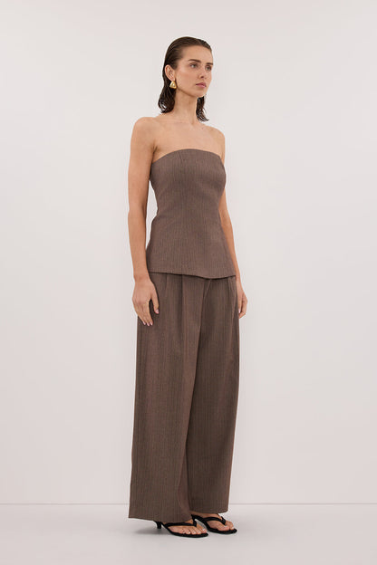 HAILEY CHOC STRAPLESS STRIPE BUSTIER TOP