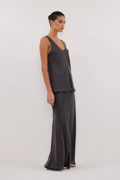 COLETTE PETROL SILK MIDI SKIRT