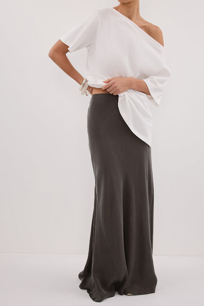ADDISON PETROL BIAS CUPRO MAXI SKIRT