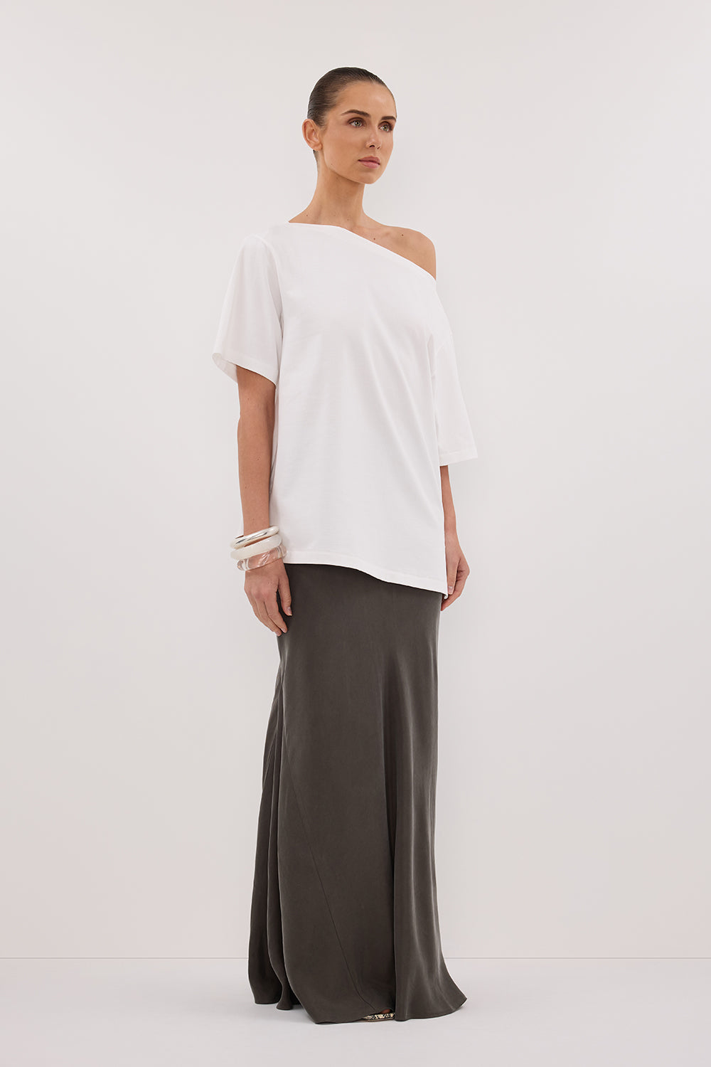 ADDISON PETROL BIAS CUPRO MAXI SKIRT