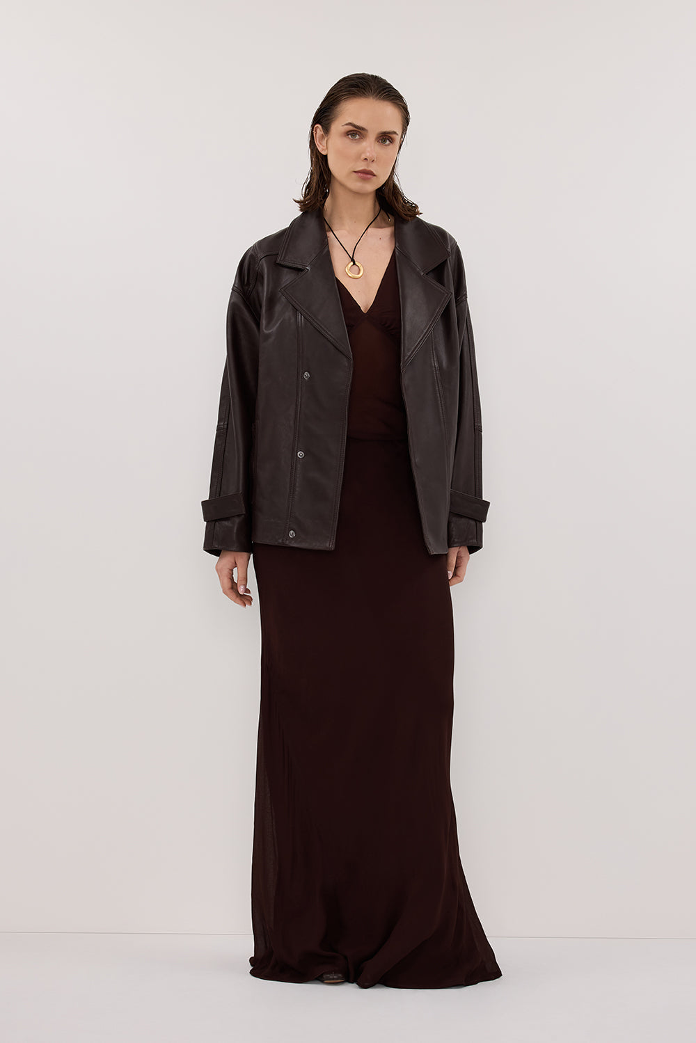 CARLY DARK CHOC MIDI SKIRT