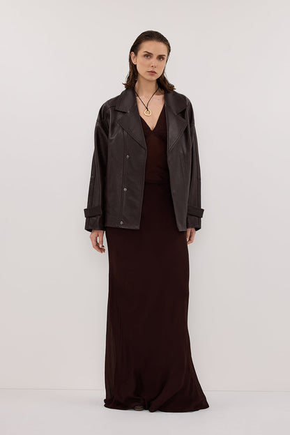 CARLY DARK CHOC MIDI SKIRT