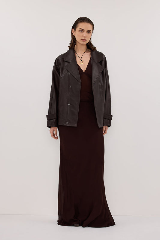 CARLY DARK CHOC MIDI SKIRT