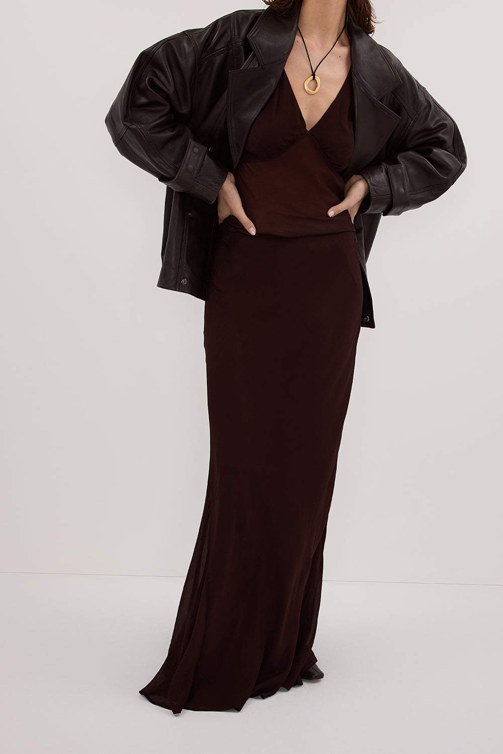 CARLY DARK CHOC MIDI SKIRT