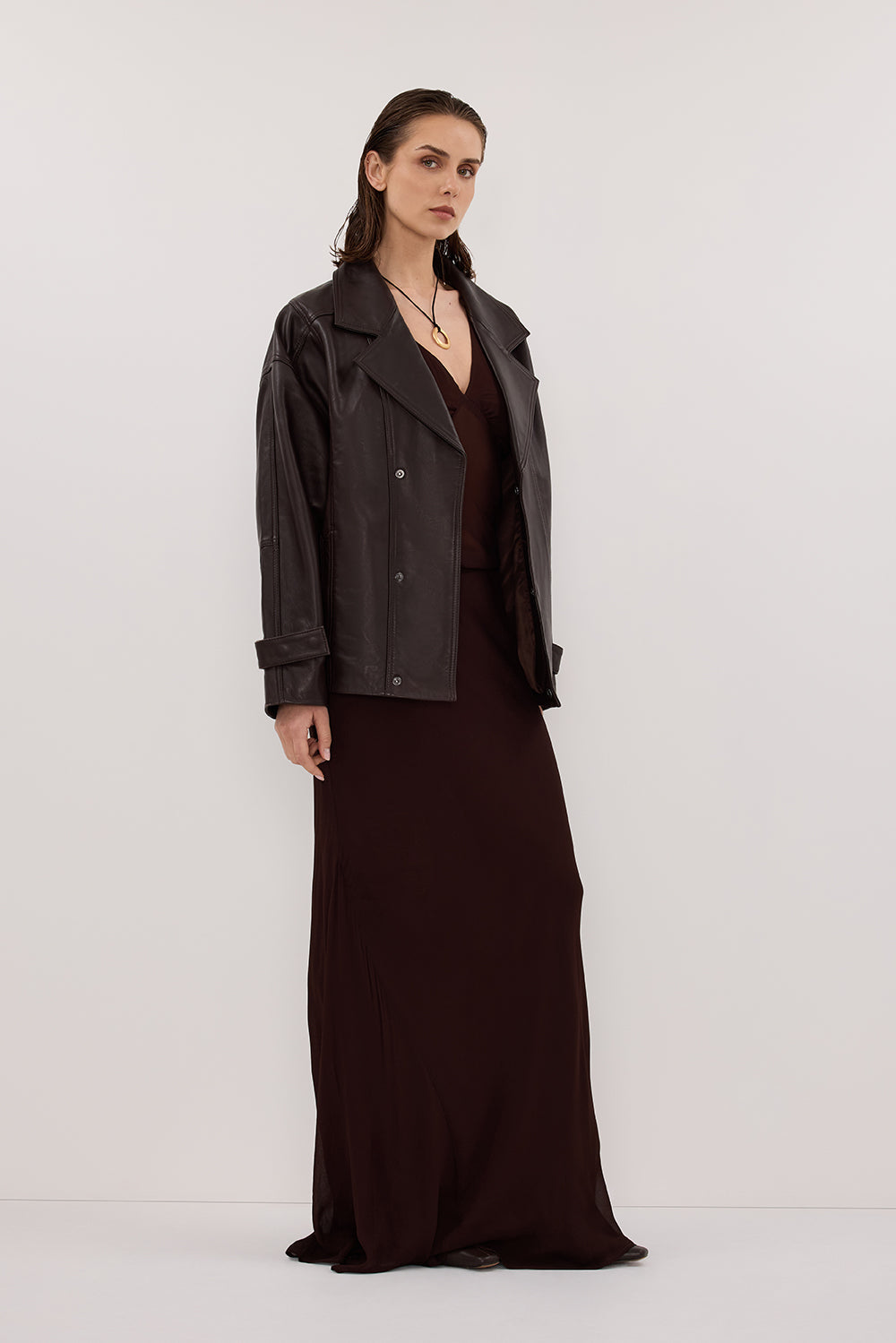 CARLY DARK CHOC MIDI SKIRT