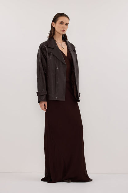 CARLY DARK CHOC MIDI SKIRT