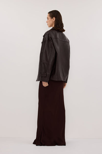 CARLY DARK CHOC MIDI SKIRT