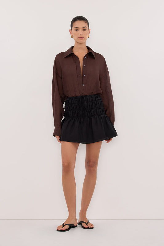 MAIA BLACK LINEN MINI SKIRT