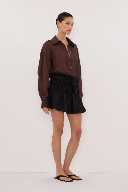 MAIA BLACK LINEN MINI SKIRT