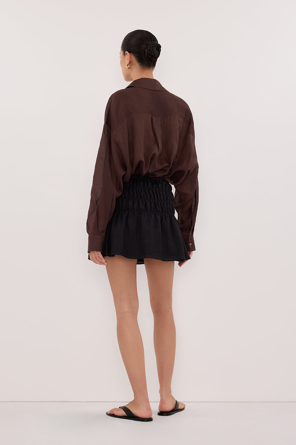 MAIA BLACK LINEN MINI SKIRT