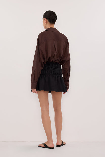 MAIA BLACK LINEN MINI SKIRT